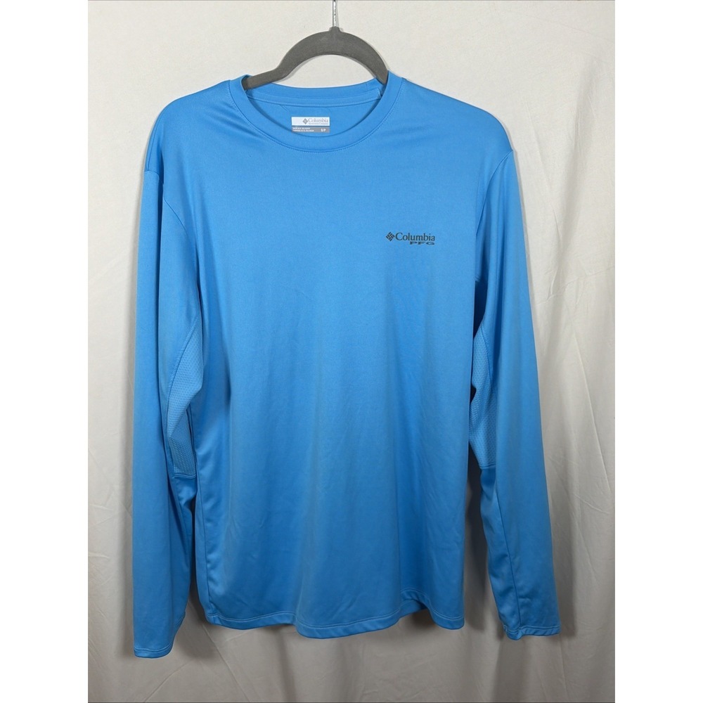 Columbia PFG Shirt Mens Small Blue‎ Long Sleeve Performance Fishing Tee